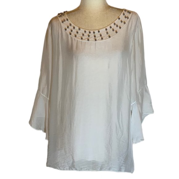 Moda Seta Studded Trim Blouse. New With Tickets. Size Large - Picture 2 of 7